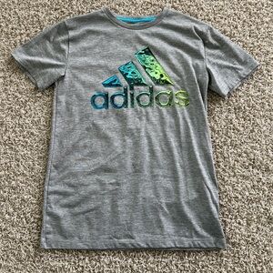 adidas Boys Large (14/16) Gray, Blue, and Green T-Shirt